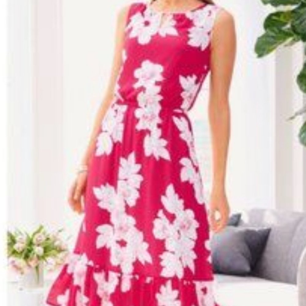 Talbots size 10 pink and white floral dress